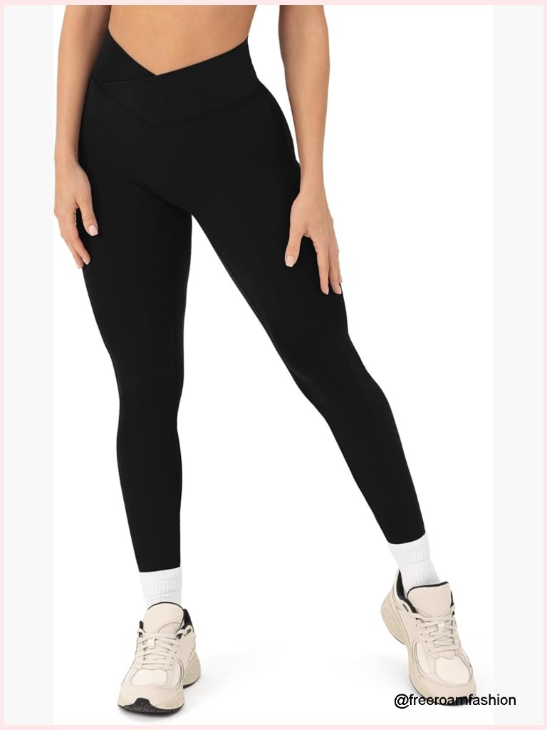 Buttery Soft High Waisted V Cut Cross Waist Workout Yoga Leggings